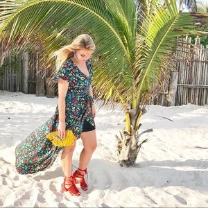 Alice and Olivia Adrianna Floral Faux Wrap Maxi Dress